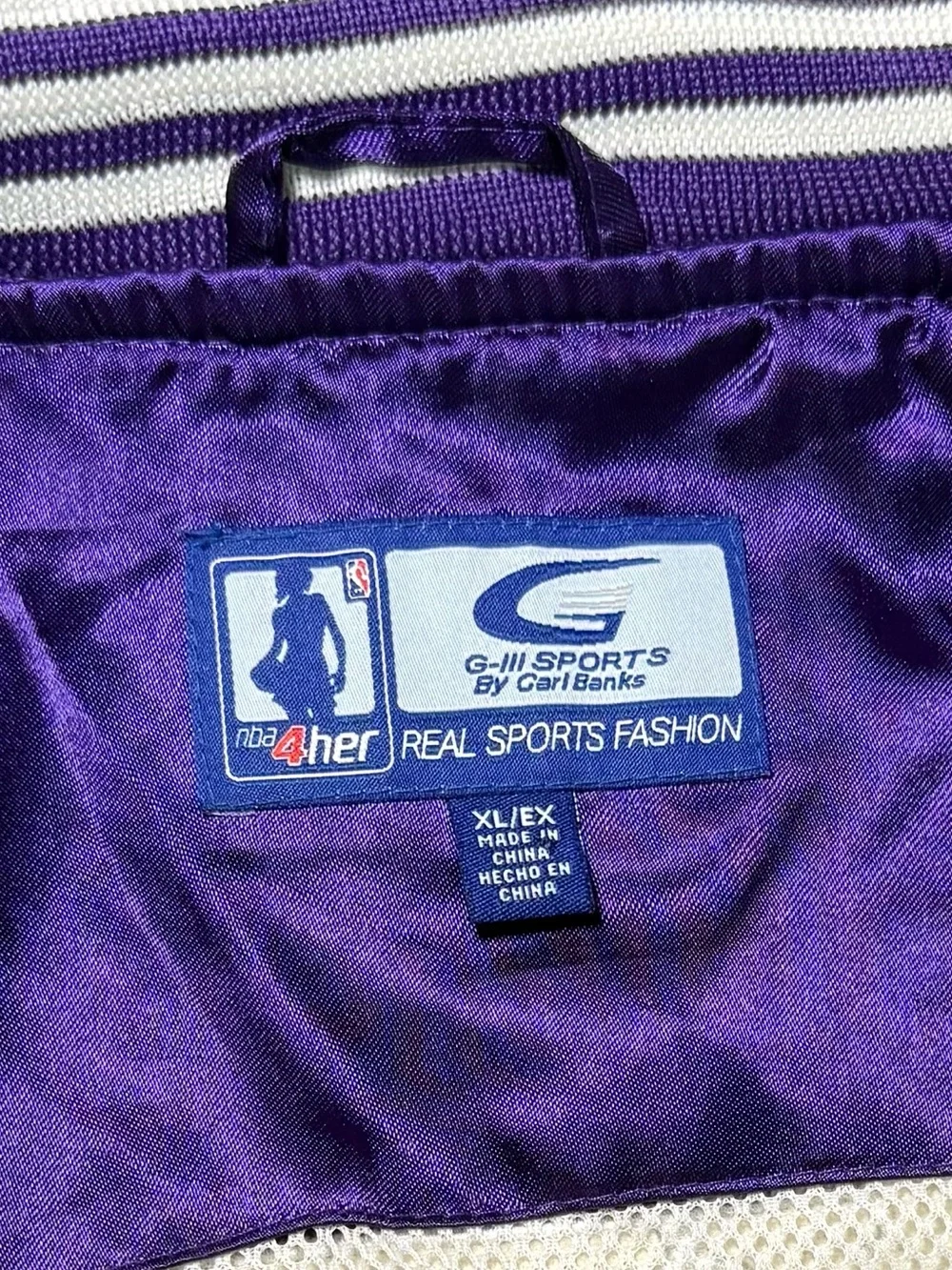 Los Angeles Lakers Y2K Satin Bomber Jacket NBA 4 Her Purple Gold XL EUC